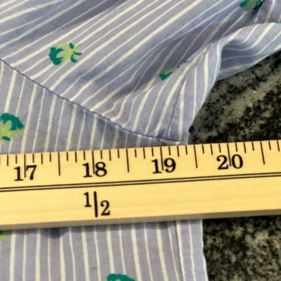 Zara Cotton, Button Down Striped Shirt with Floral Print and Puffy Sleeves - Picture 8 of 10